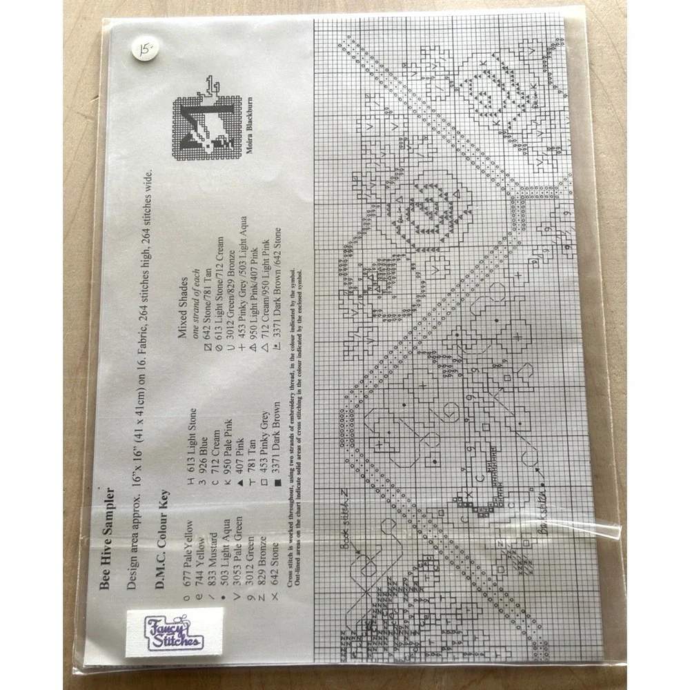 Moira Blackburn Embroidery Chart Pattern Cross Stitch Bee Hive Sampler